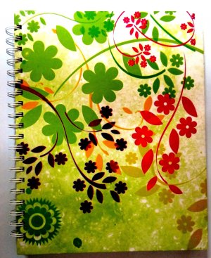 JOURNAL-GREEN FLOWERS-LARGE