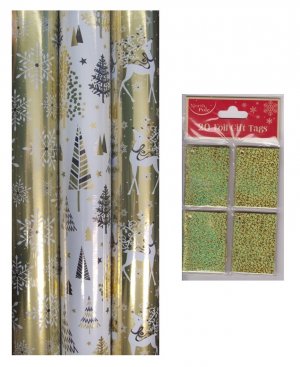 GIFTWRAP-DELIGHTS 2MTR GOLDEN FOIL XMAS TREE