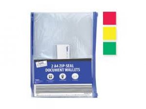 2 A4 ZIP-SEAL DOCUMENT WALLETS
