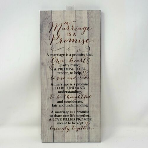 Marriage Promise Wood Plaque Inspiring Quote - 12x5.5 Vertical Frame