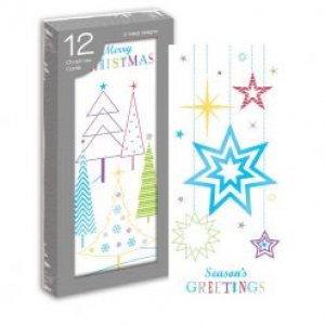 CARDS: 12 CHRISTMAS CARDS-BRIGHT TREE