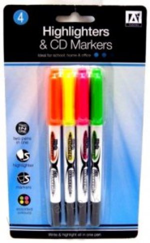 4 HIGHLIGHTERS/CD MARKERS
