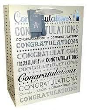 Large White & Silver Congratulations Gift Bag
