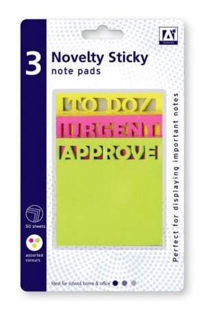 3 NOVELTY STICKY NEON NOTES