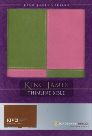 King James Version Thinline Bible, Italian Duo-Tone, Meadow Green/Pink