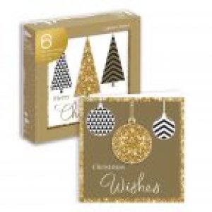 CARD-6 HANDCRAFTED GLITTERED CHRISTMAS CARDS