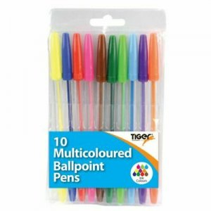 10 MULTI COLOURED BALLPOINT PENS