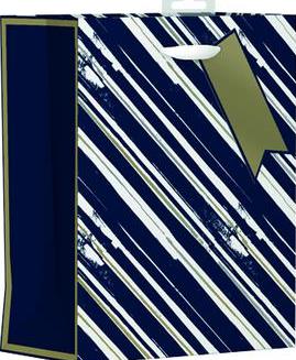 GIFTBAG-BLUE&GOLD STRIP LRG