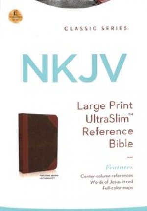NKJV LARGE PRINT ULTRASLIM REFERENCE BIBLE - TWO TONE BROWN