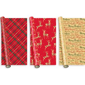 GIFTWRAP-5MTR PAPER CONTEMPORARY TRADITIONAL (REINDEER DESIGN)