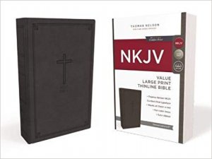 NKJV - THINLINE LARGE PRINT BIBLE-CHARCOAL