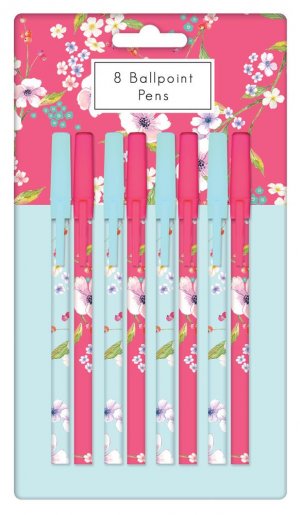 8 PK STICK PENS - FLORAL