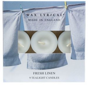 9PC FRESH LINEN CANDLE TEALIGHTS - 6HRS