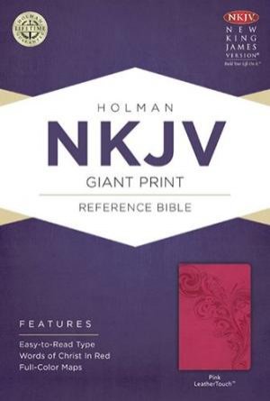 NKJV Giant Print Reference Bible, Pink LeatherTouch