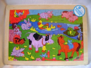 Wooden Farm Animals 24 Piece Jigsaw Puzzle