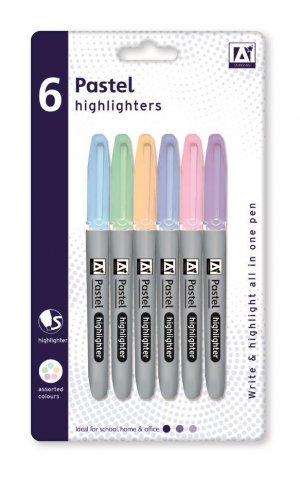 6 PASTEL HIGHLIGHTERS