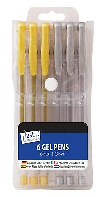 6 GEL PENS: gold and silver