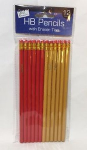 12 HB PENCILS WITH ERASER TIPS