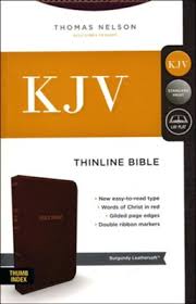 KJV HOLY BIBLE :THINLINE ,BURGUNDY LEATHER SOFT