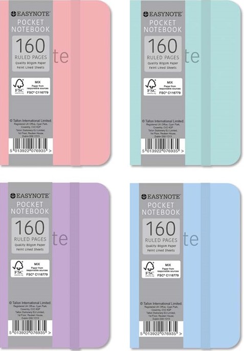 Pocket Soft Touch Note book 4 Pastel Colours