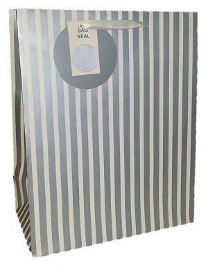 SILVER STRIPES LARGE GIFT BAG 6's