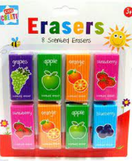 ERASERS 8 NOVELTY ERASERS