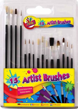 15 Piece Paint Brushes