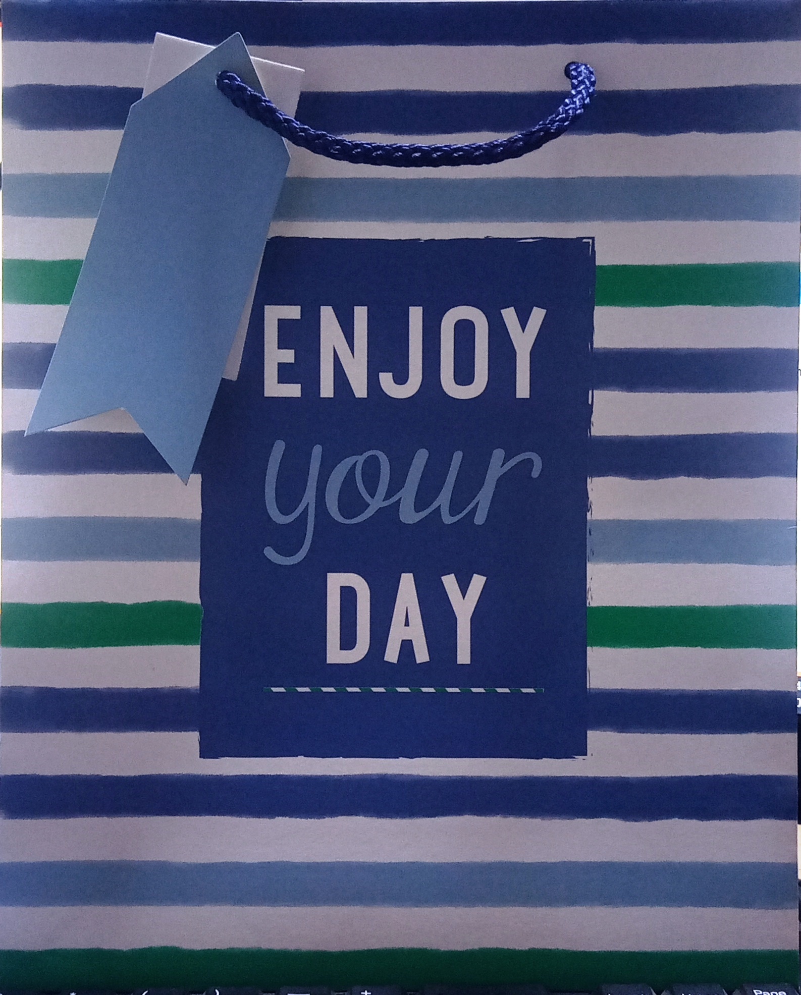 BLUE STRIPE TEXT GIFBAG MID