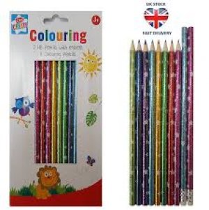 2 HB PENCILS WITH ERASERS 8 COLOURING PENCILS