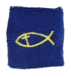 WRISTBAND-NAVY W GOLD FISH