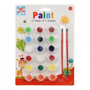 18 PAINTS AND 2 BRUSHES