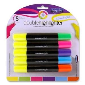 5 DOUBLE ENDED HIGHLIGHTERS