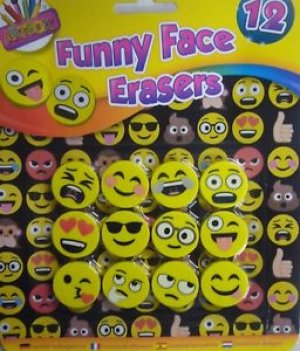 12 FUNNY FACE ERASERS