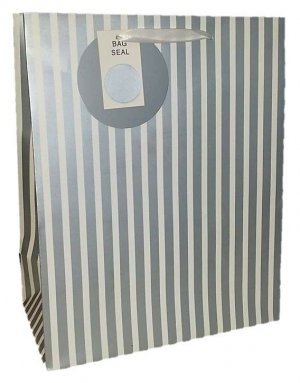 SILVER STRIPES MEDIUM GIFT BAG 6's