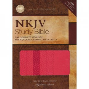NKJV - STUDY BIB CORAL SHEEN