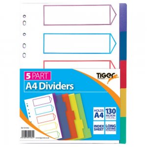 A4 5 PART SUBJECT DIVIDERS
