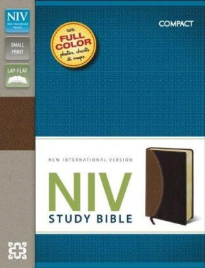 NIV Study Bible, Compact, Imitation Leather, Tan Burgundy