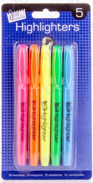 5 HIGHLIGHTERS ASSORTED COLOURS