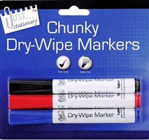 3 Chunky Dry-Wipe Board Markers