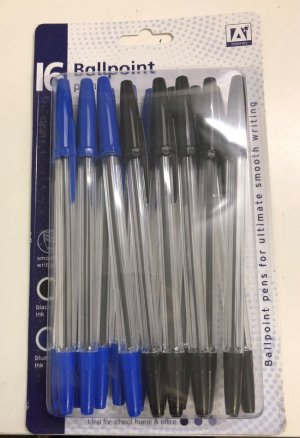 16 BALLPOINT PENS (BLUE & BLACK)
