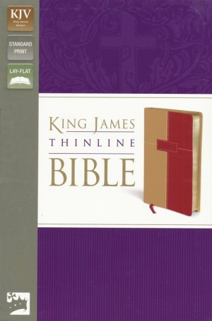 King James Version Thinline Bible, Italian Duo-Tone, Dark Camel/Rich Red