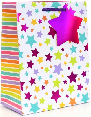Just to Say Foil Stars Gift Bag, Medium, with Gift Tag.