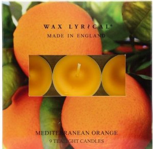 9PC MEDITERRANEAN ORANGE FRAGRANCED  CANDLE TEALIGHTS - 6 HRS