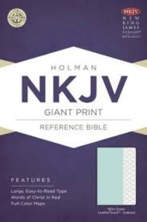 NKJV Giant Print Reference Bible, Mint Green LeatherTouch, Indexed